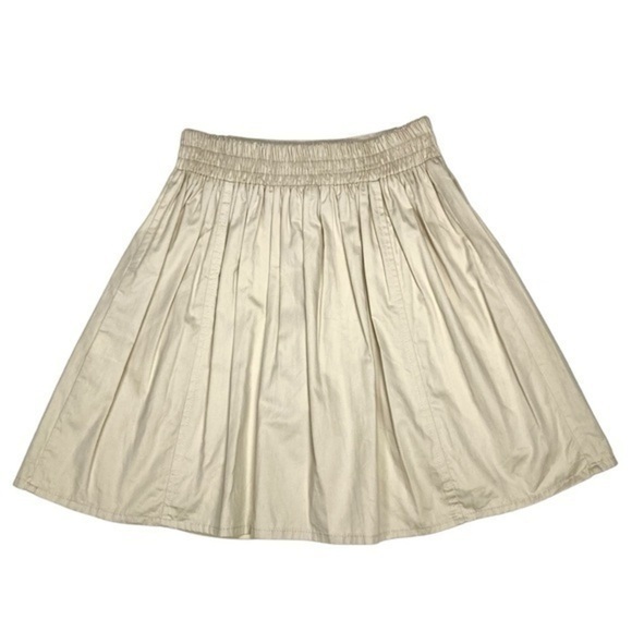 Zara Skater Skirt Womens X-Small Beige Khaki Elastic Waistband Drawstring Mini - Picture 2 of 10